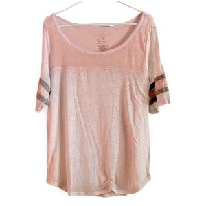 Grayson threads, pastel pink and white blouse